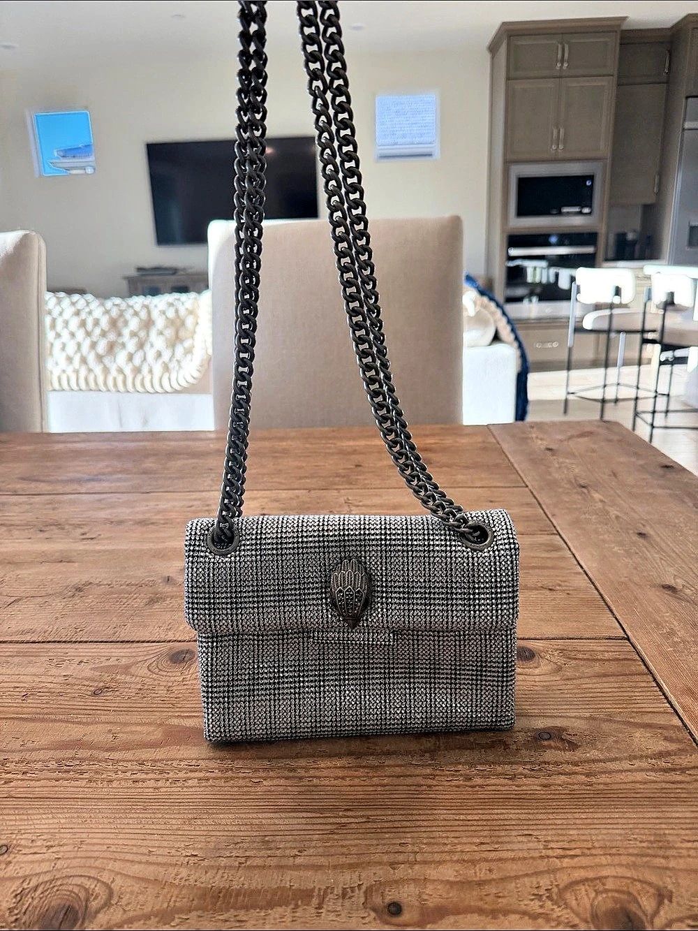 Kurt Geiger Kensington Houndstooth Shoulder Bag in Black & White Like New